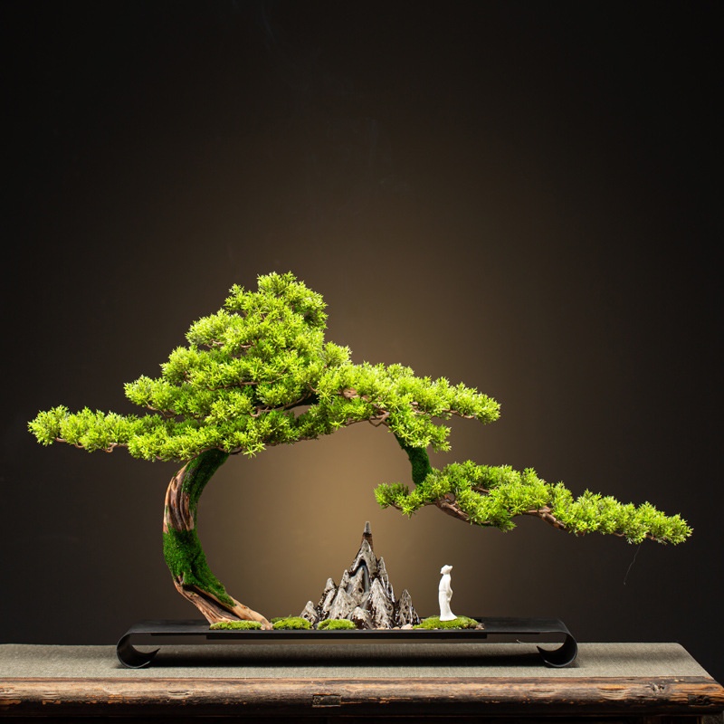 Backflow Incense Burner Home Creative Chinese Style Living Room Porch Office Wood Simulation Welcoming Pine Bonsai Zen Ornaments