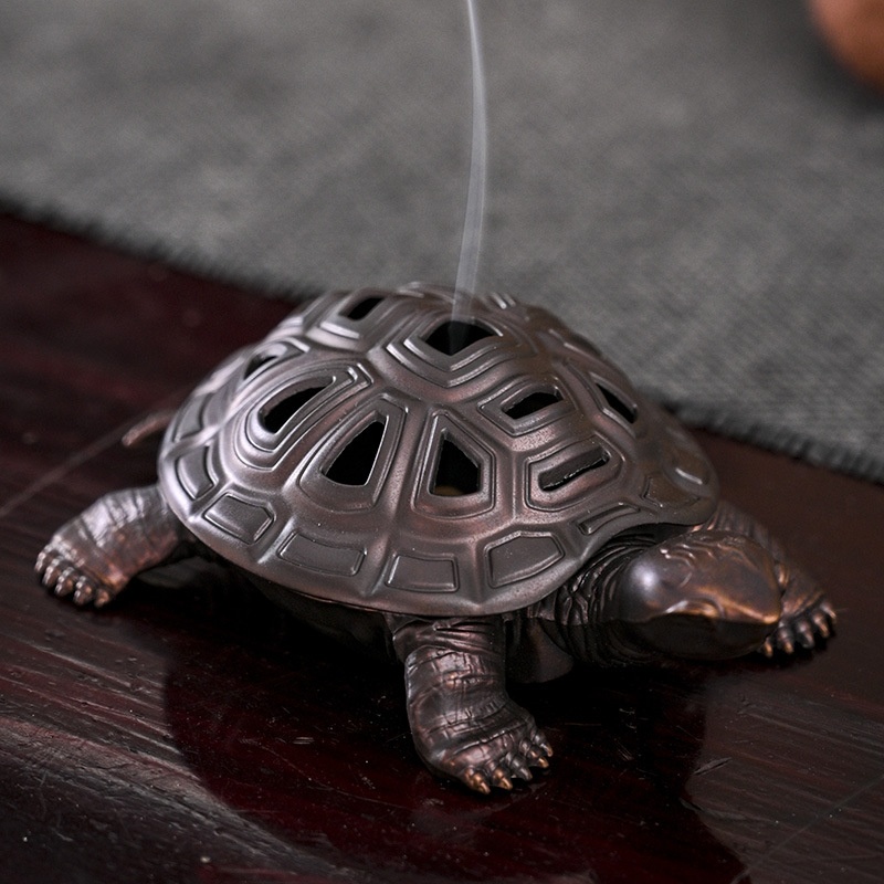 Incense Burner Household Copper Incense Stick Incense Holder Sandalwood Agarwood Incense Holder Creative Small Turtle Ornaments Aromatherapy Burner