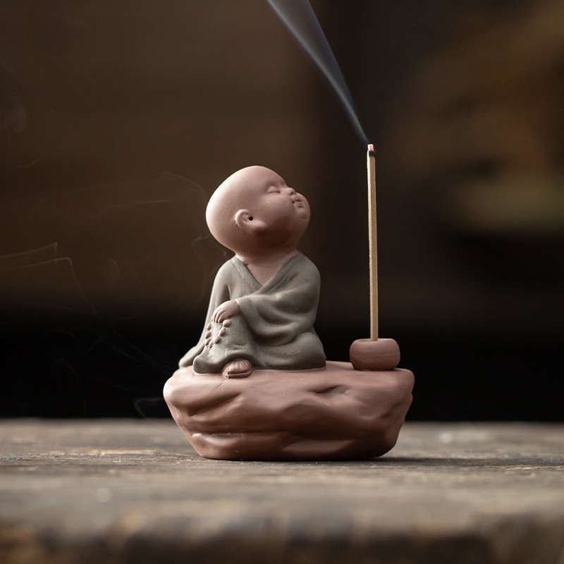 Creative Ceramic Chinese Zen Little Monk Incense Stick Ornaments Home Agarwood Sandalwood Incense Burner Incense Holder Incense Holder