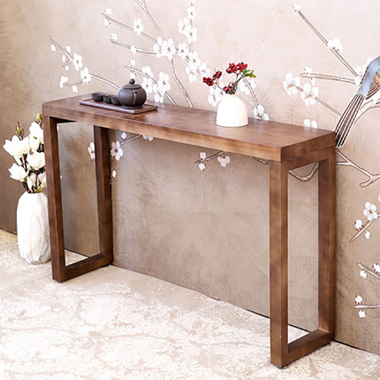 Japanese Style Living Room Solid Wood Porch Table Wall Retro Style Table Long Porch Cabinet Vase Porch Table