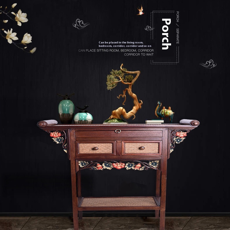 Offering Table Hallway Cabinet Buddhist Tablet Home Thai Carved Wood Guanyin Bodhisattva Buddha Cabinet God Of Wealth Offering Table