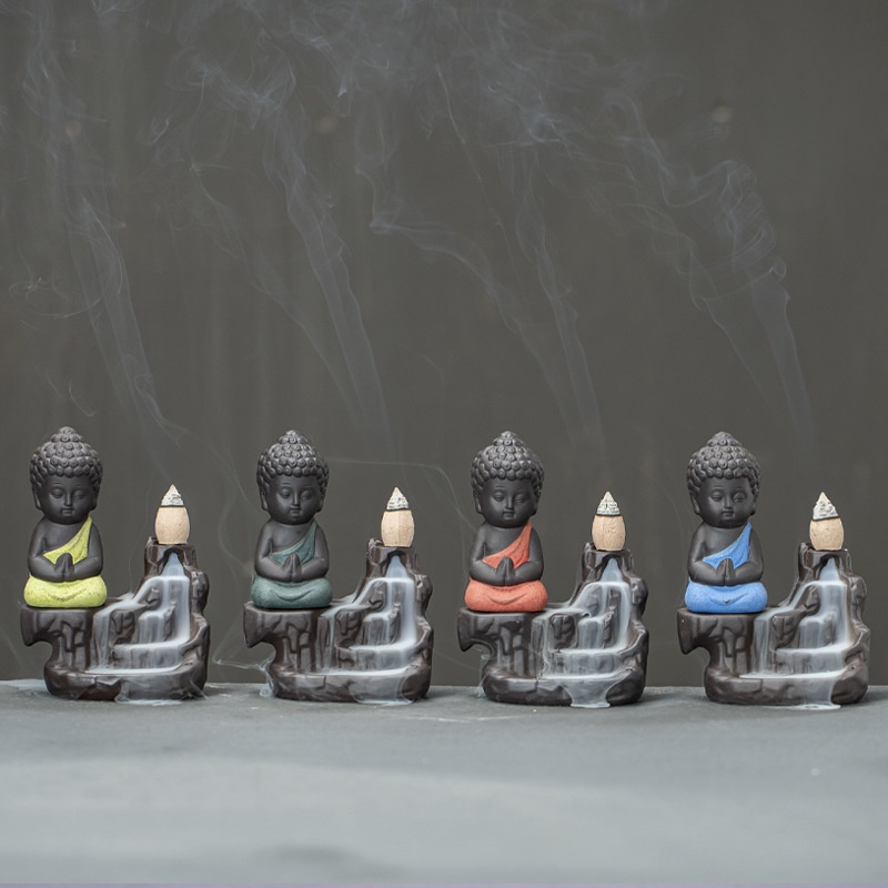 Backflow Incense Burner Alpine Water Backflow Incense Home Furnishings Creative Tathagata Little Monk