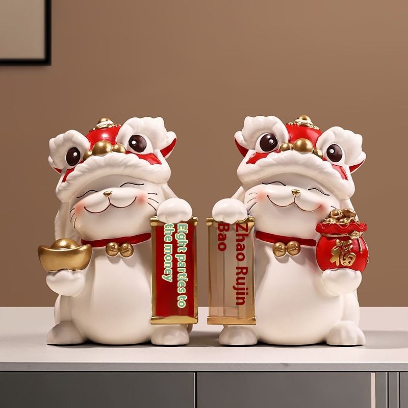 Behanmei Lion Dance Decoration Year Of The Dragon Lion Dance Living Room Entrance TVCabinet Home Decoration Opening Year Annual Meeting Gifts