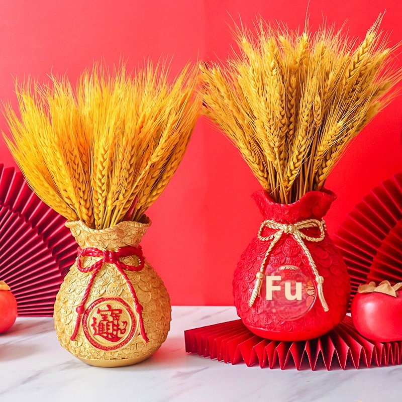 Year Housewarming Bag Resin Vase Wheat Ear Dried Flower Decoration Super Flower Home Decorations