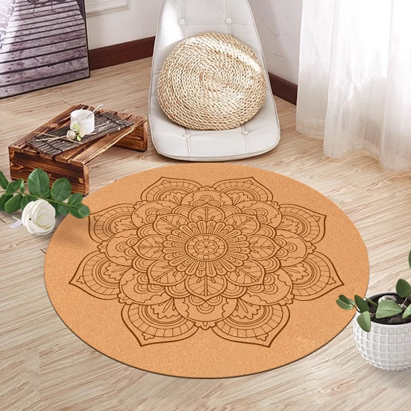 Cork Natural Rubber Meditation Mat Thickened Meditation Cushion Round Flat Support Inverted Home Yoga Mat