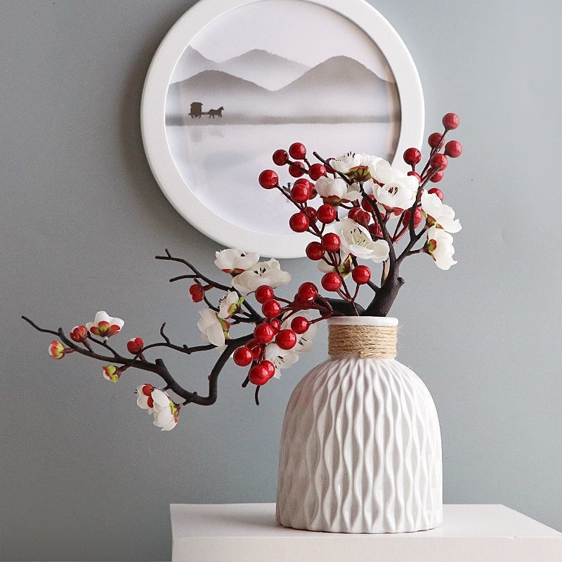 Simulation Plum Blossom Branches Chimonanthus Dried Flowers Bonsai Home Study Living Room Dining Room Fake Flowers Potted Plant Ornaments Year Decorations