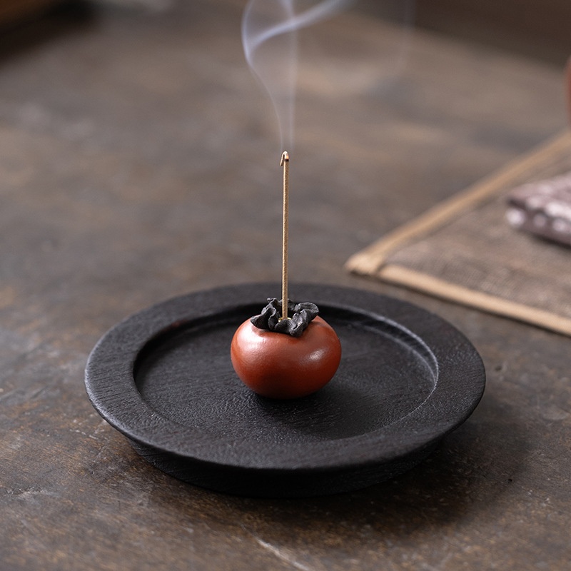 Persimmon Ruyi Small Persimmon Tea Pet Ornament Line Incenseert Creative Small Incense Stove Sandalwood Incense Tea Table Household Incense Ware Incense