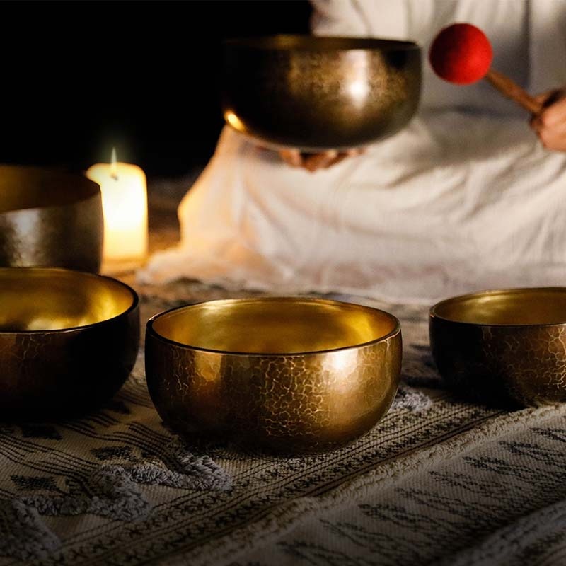 Handmade Praise Bowl Purple Gold Bowl Sound Bowl Bronze Bowl Yoga Meditation Bronze Chime Bowl Buddha Bowl Gift Home Decoration