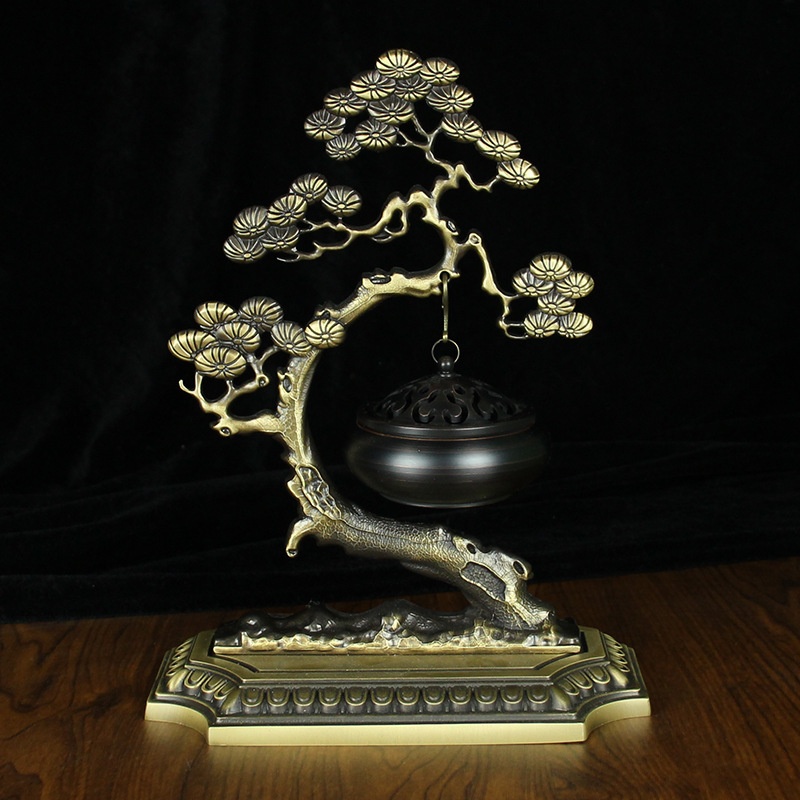 Brass Pine Tree Aromatherapy Burner Hanging Incense Burner Office Indoor Incense Burner Pure Copper Metal Copperware Ornaments Sales Gift