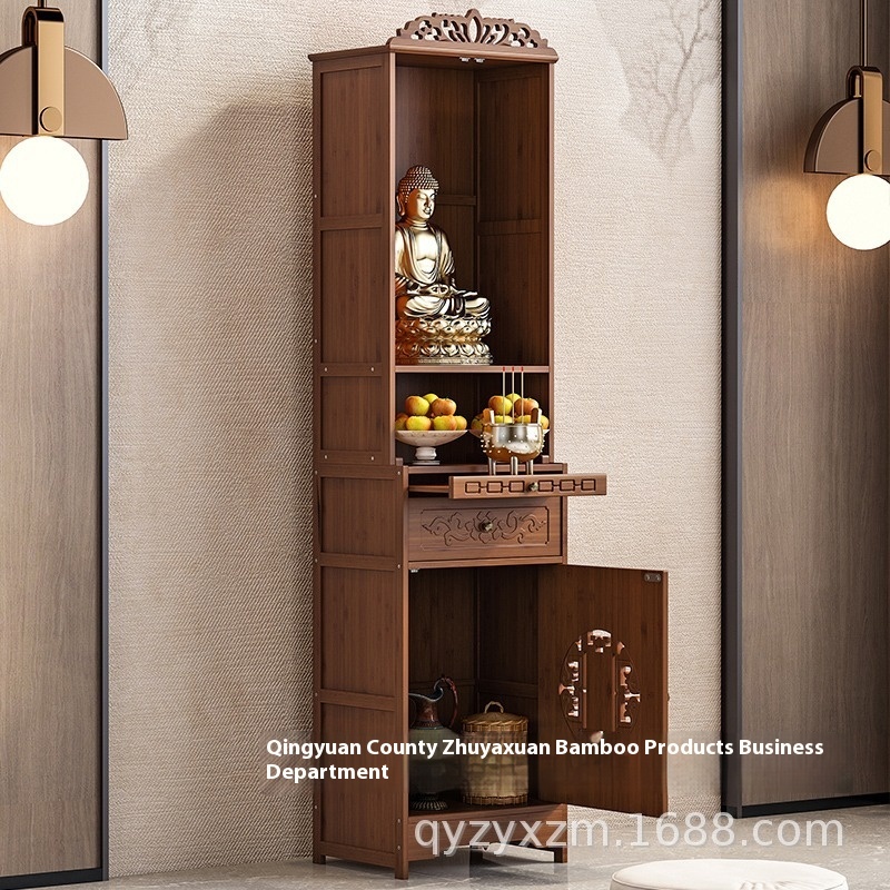 Buddhist Shine Chinese Style Vertical Cabinet God Of Wealth Cabinet Divine Table Sacred Table Buddha Table Home Fragrant Case Guanyin Buddha Statues Cabinet Shrine