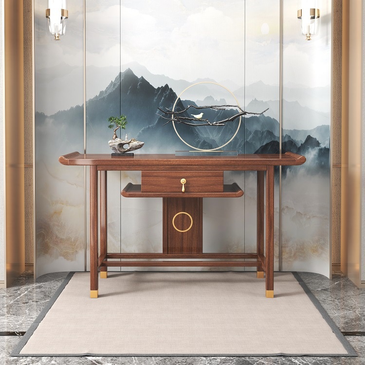 Chinese Style Solid Wood Porch Table Okoume Incense Table Home Study Table Living Room Wall Porch Table