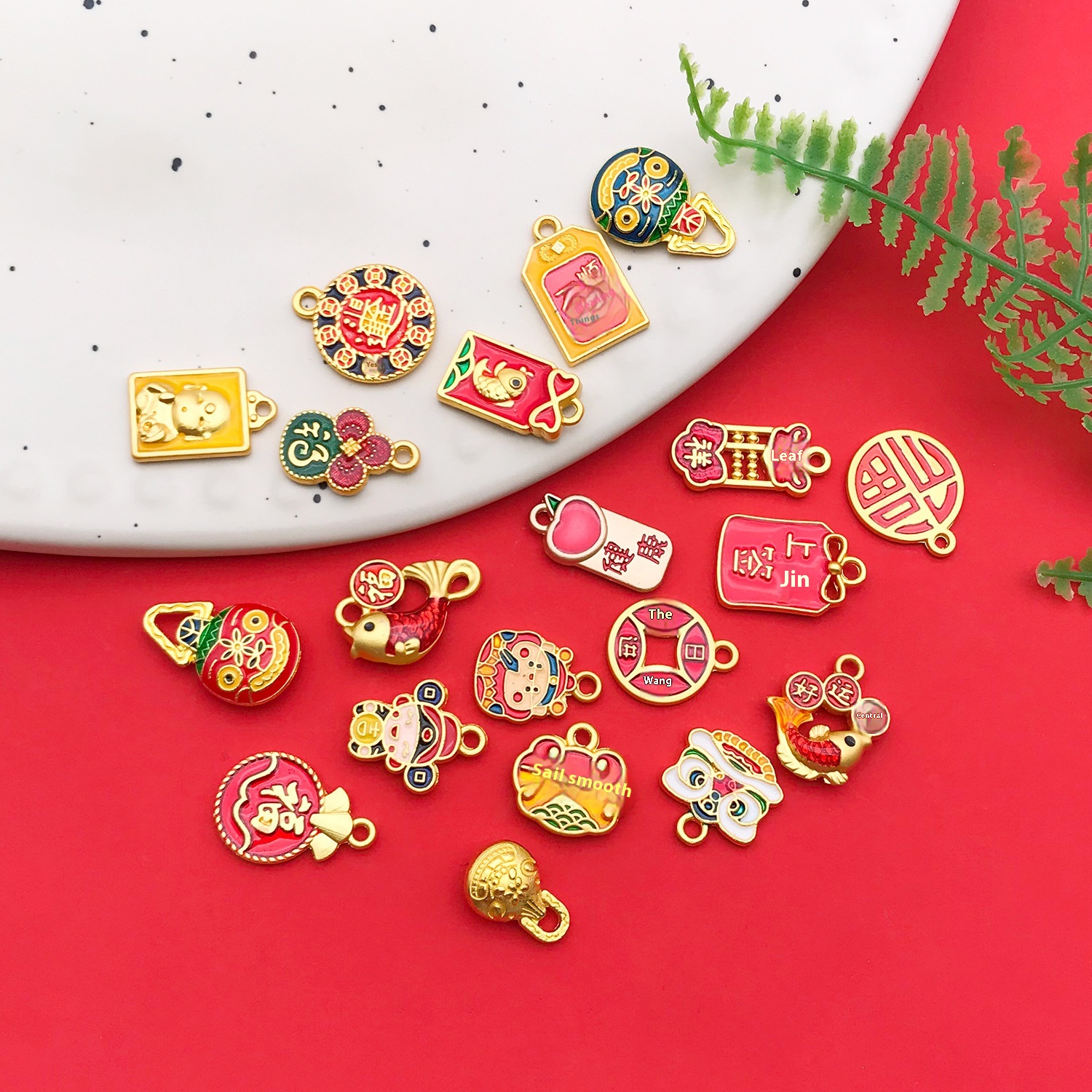 Mixed20 Year Lion Pendants Chinese Style Alloy Blessing Oil Drop Diy Jewelry Accessories Pendant Keychain Material