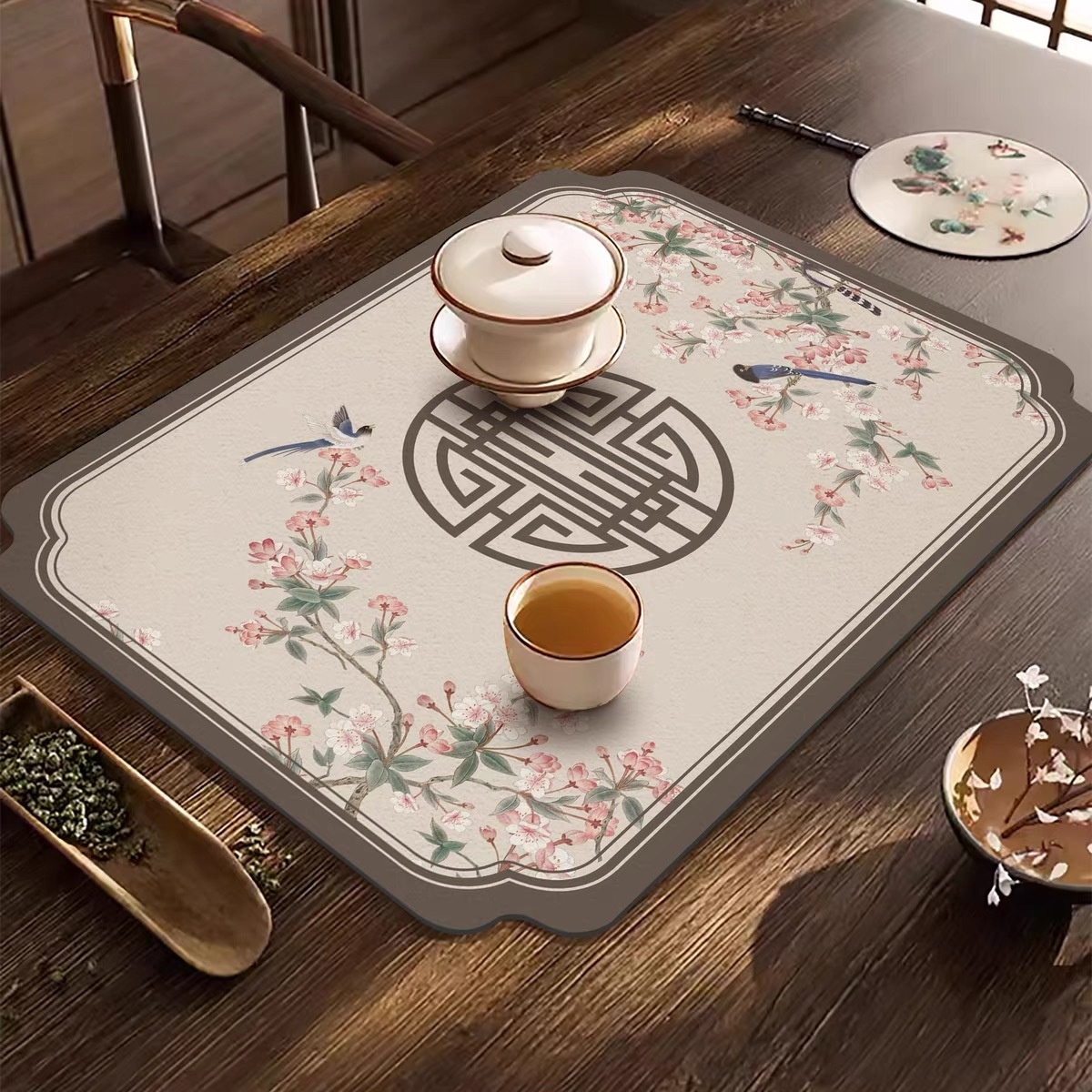 Chinese Style Diatom Mud Absorbent Table Mat Zen Table Mat Coffee Table Mat Quick-drying Tea Mat Non-slip Drain Mat