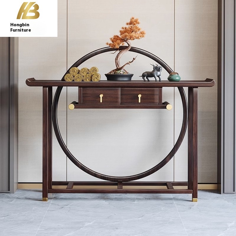 Chinese Style Ebony Wood Solid Wood Entrance Table Modern Minimalist Table Divine Table Home Tribute Table Entrance Table Living Room Tribute Table