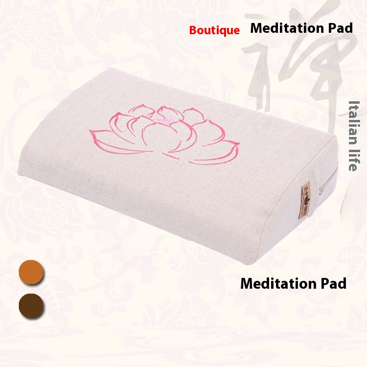 White Drawing Lotus Playing Sitting Meditation Sitting Mat Breathable Chanting Meditation Kneeling Coconut Brown Silk Linen Lay Futon