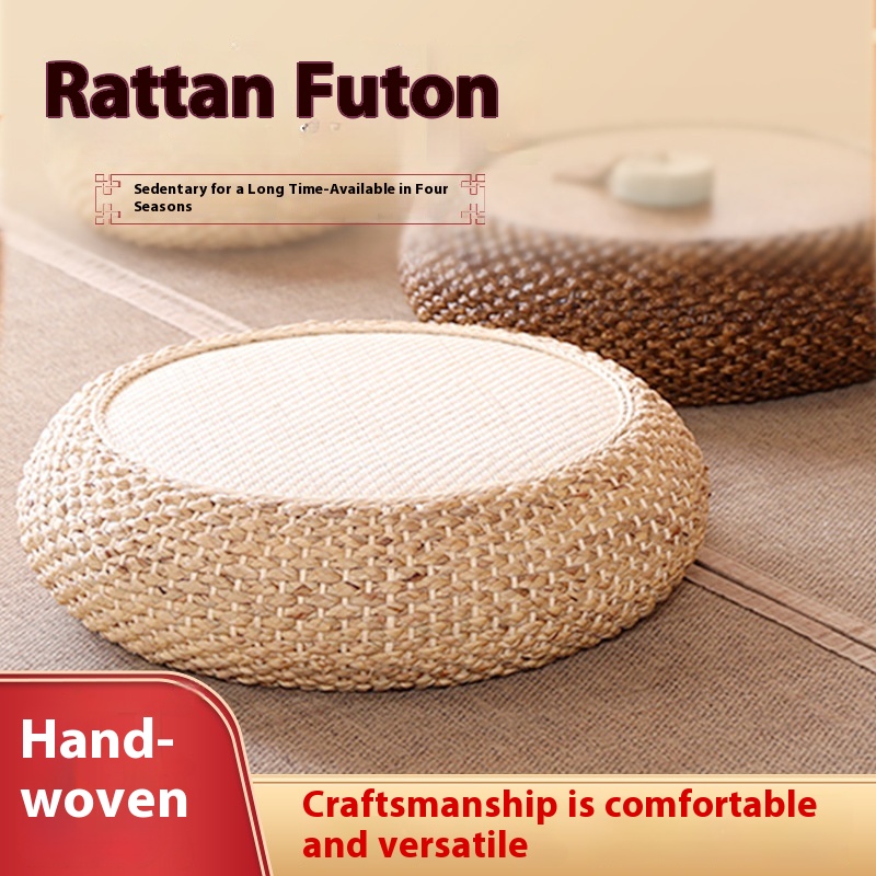 Japanese Futon Tatami Mat Rattan Household Sitting Cushion Tea Room Meditation Meditation Cushion Thick Round Kneeling Mat