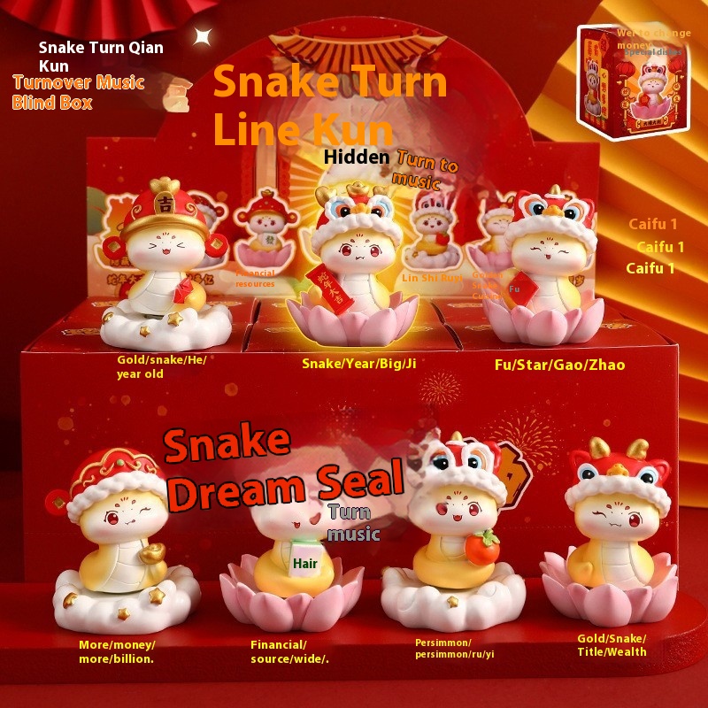 Direct National Tide Snake Turn Dry Kun Blind Box Desktop Ornaments Year Of The Snake Mascot Crafts Annual Gift
