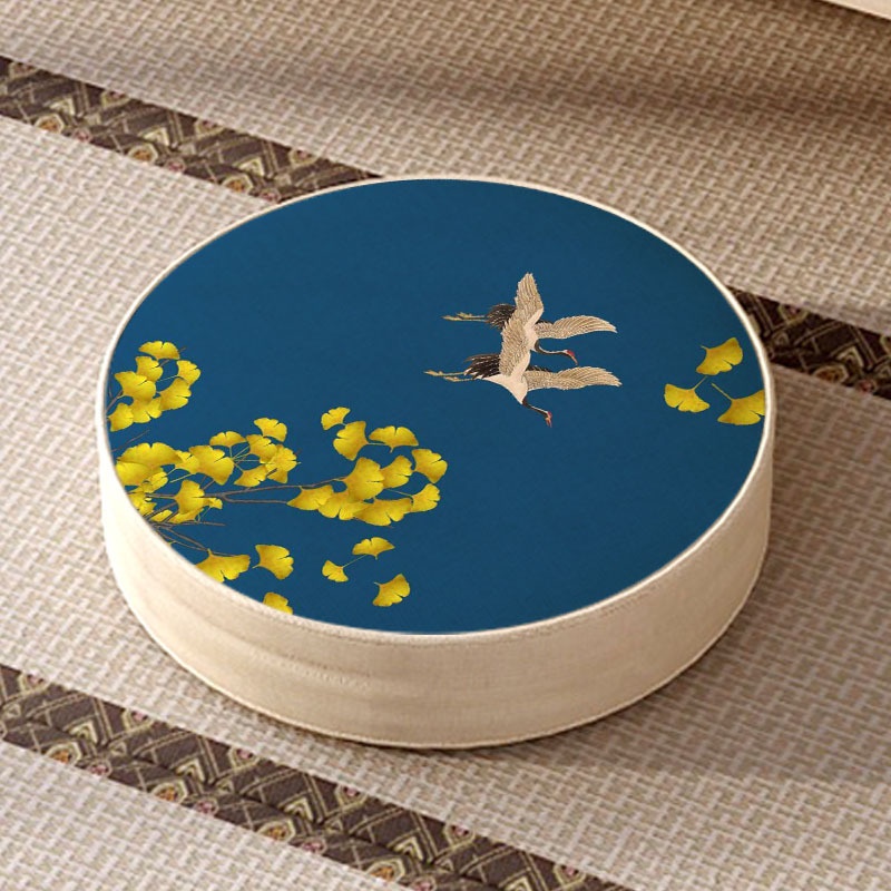 Chinese Crane Futon Apricot Flower Round Cushion Plum Bird Tatami Floor Cushion Meditation Meditation Living Room Zen