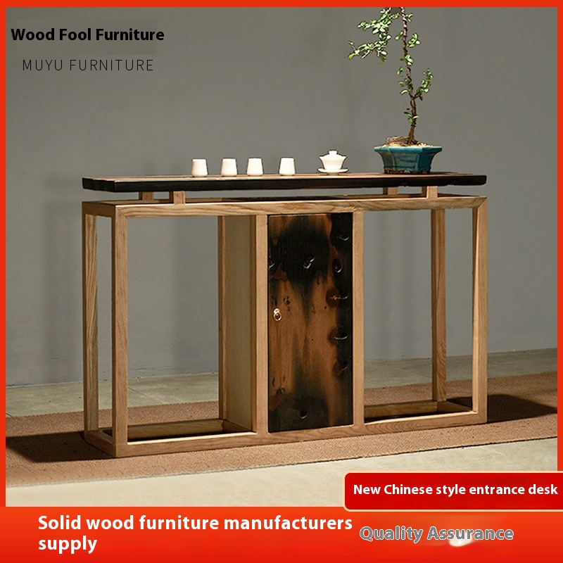 Chinese Style Entrance Table Living Room Furniture Solid Wood Simple Style Zen Wall Rack Buddha Table Cabinet End View Table