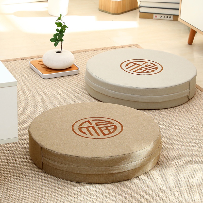 Tatami Chinese Style Double-sided Non-slip Ground Chinese Studies Futon Tea Ceremony Kneeling Meditation Embroidery Living Room Cushion