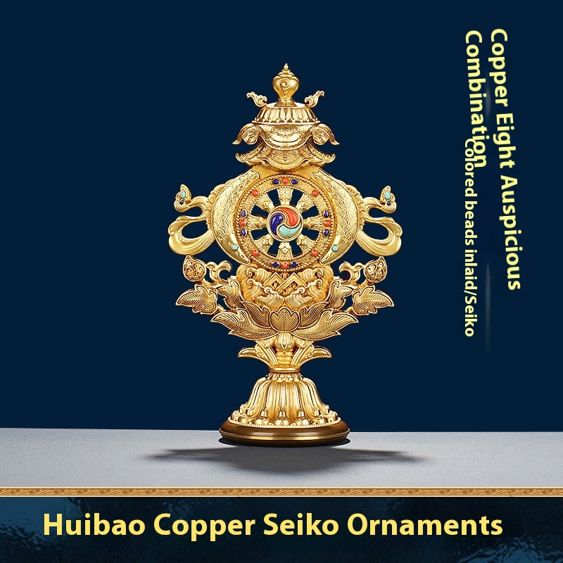 Home Decorations Huibao Pure Copper Eight Auspicious Lotus Home Living Room Creative Desktop Chinese Style Office Small Ornaments