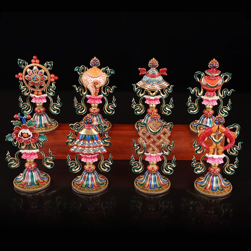 Eight Auspicious Ornaments Tibetan Buddhist Supplies Buddhist Supplies Pure Copper Buddha Offerings Auspicious Eight Treasures