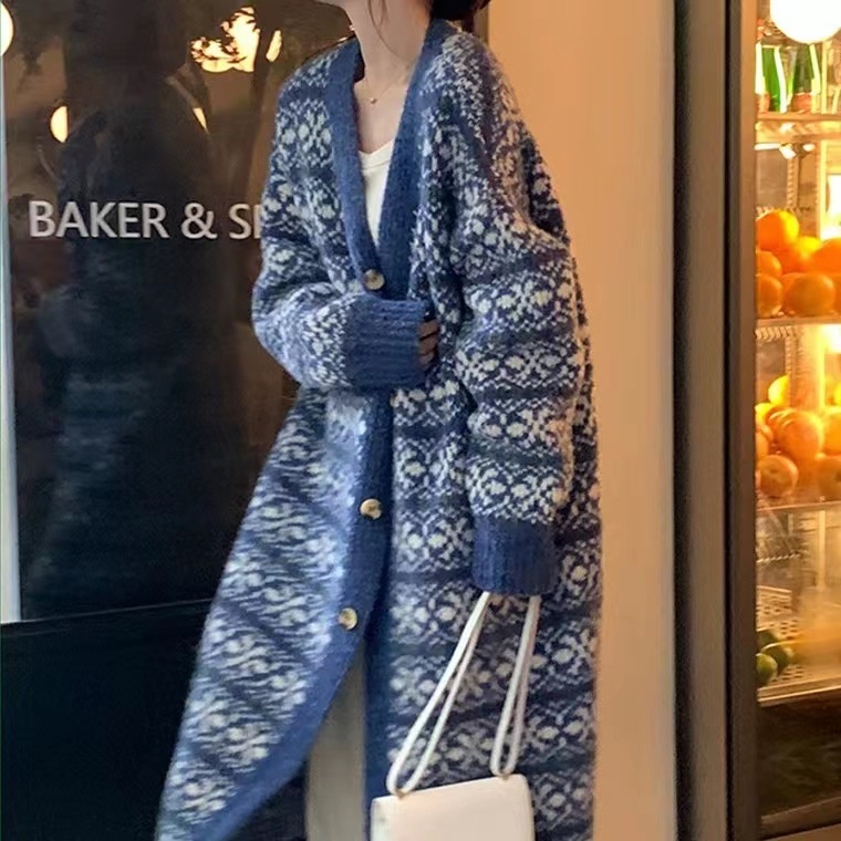 Ethnic Style Long Sweater Loose Lazy Sense Large Knitted Cardigan Jacket