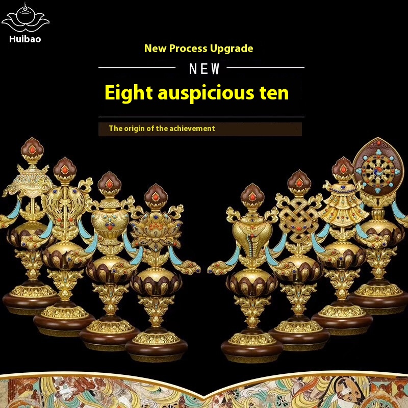 Buddha Ornaments Pure Copper Eight Auspicioustruments For Offerings Eight Treasures Auspicious Ornaments Medium