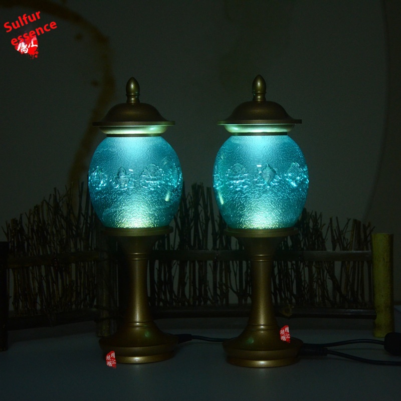 Ancient Colored Glaze Pure Copper Eight Auspicious Palace Lanterns In Front Of The Buddha Plug-in LEDLamps For Buddhist Supplies S