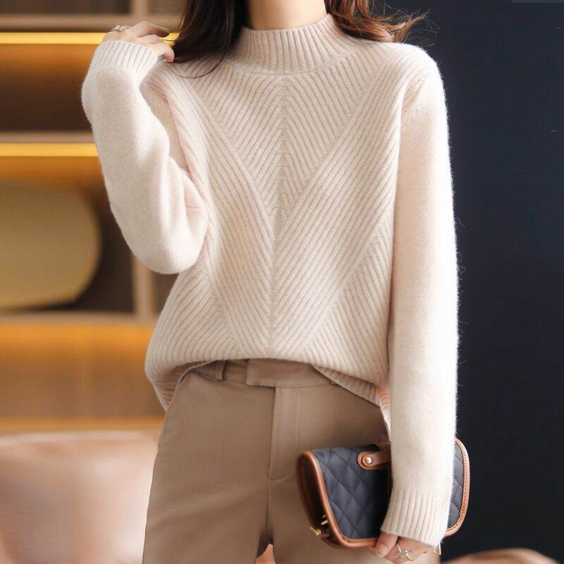 Solid Color Sweater Versatile Thick Outerwear Loose Knitted Top