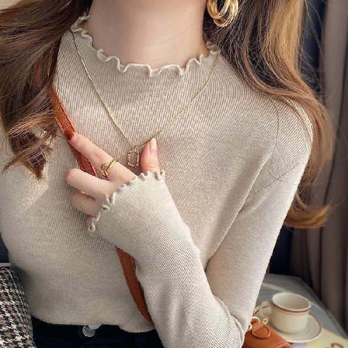 Bottoming Shirt With Autumn And Winter Fungus Half Turtleneck Sweater Knitted Top