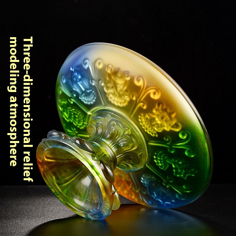 Coloured Glass Lotus Fruit Plate Before Buddha Tribute Plate Living Room Home Accessories Buddha Hall Sacred Plate Buddha Fruit Plate Candy Plate