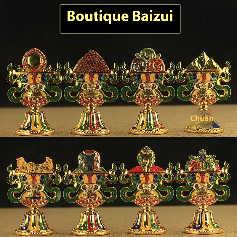 Nepal's Eight Auspicious Ornaments Painted Eight Auspicious Offerings Auspicious Eight Treasures Combination