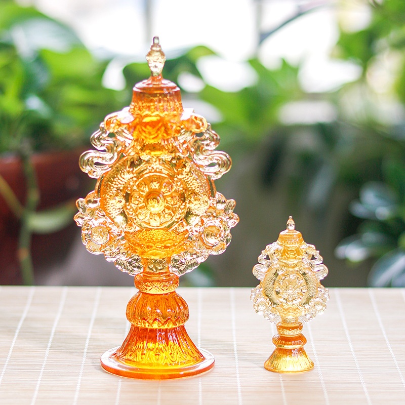 Pisces Eight Auspicious Collection Ancient Glass Household Desktop Ornaments Eight Auspicious Buddha Offerings Buddhist Hall Ornaments