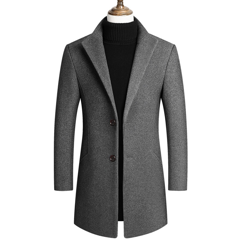 Solid Color Woolen Coat Men's Coat Lapel Casual Small Suit