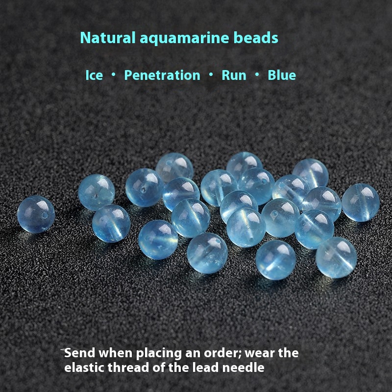 Natural Raw Ore7 AIce Aquamarine Scattered Beads DIYHandmade Beaded Women's Crystal Bracelet Necklace Accessories