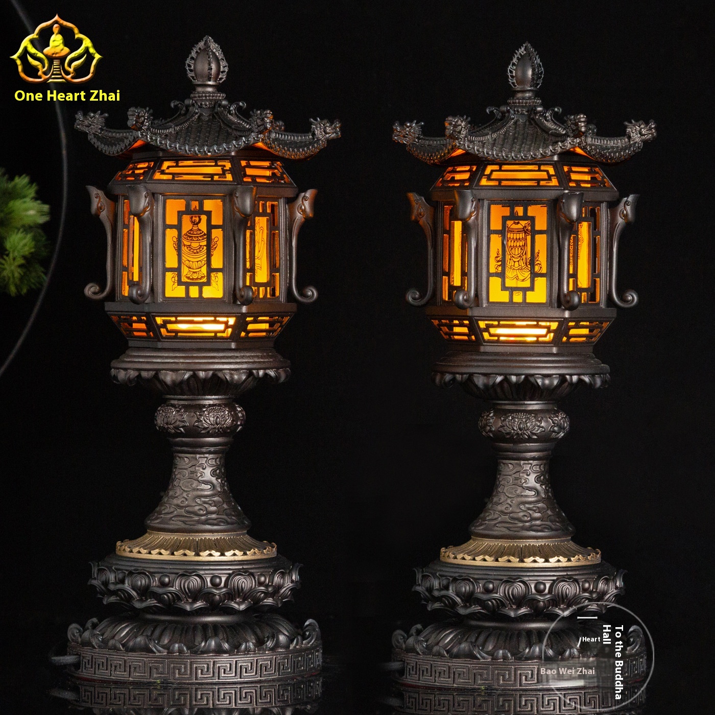 Yixinzhai Pure Copper Eight Auspicious Palace Lanterns LEDLamps For Offering Buddha Lamps For Offering Gods To Buddha Temples For Blessing Home Long-lasting Lamps
