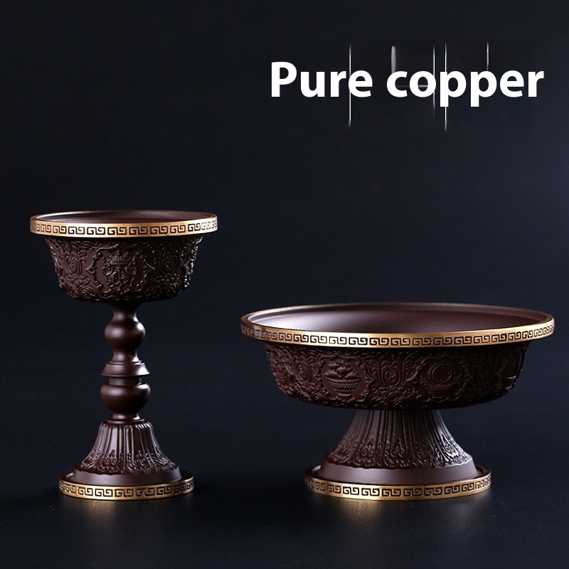 Brass Dharma Protector Cup Tibetan Supplies Eight Auspicious Water Cup Household Carved Eight Auspicious Objects Cup Decoration