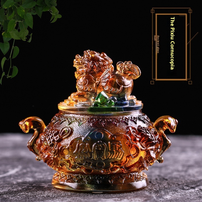 Glass Eight Auspicious Pixiu Treasure Bowl Company Front Office Opening Gift Home Furnishings