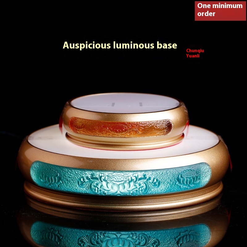 Glass Eight Auspicious Luminous Base Chinese Zen Buddhist Supplies LEDLight Plug-in Light Lotus Seat Buddha Base