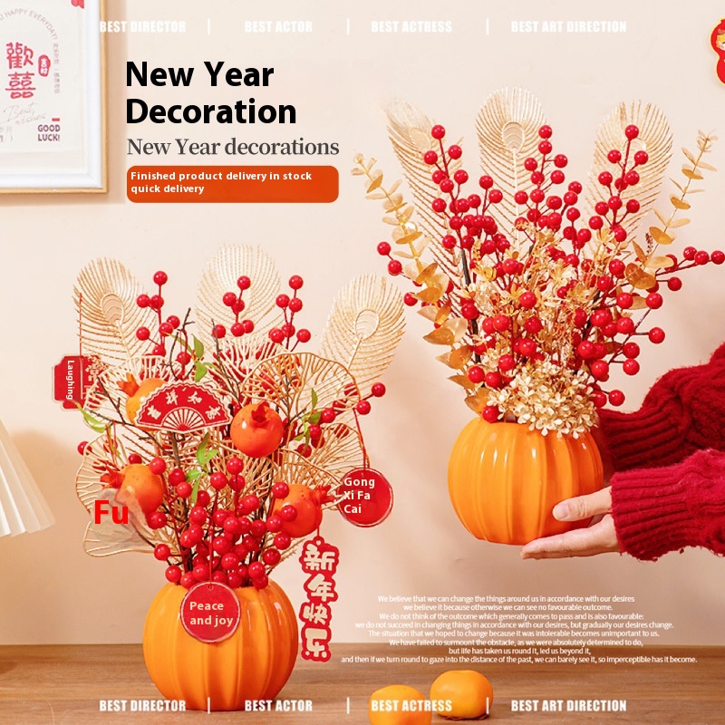 Year Of The Snake Spring Festival Year Decoration Home Desktop Pumpkin Pot Fu Bucket Shopping Mall Window Scene Layout