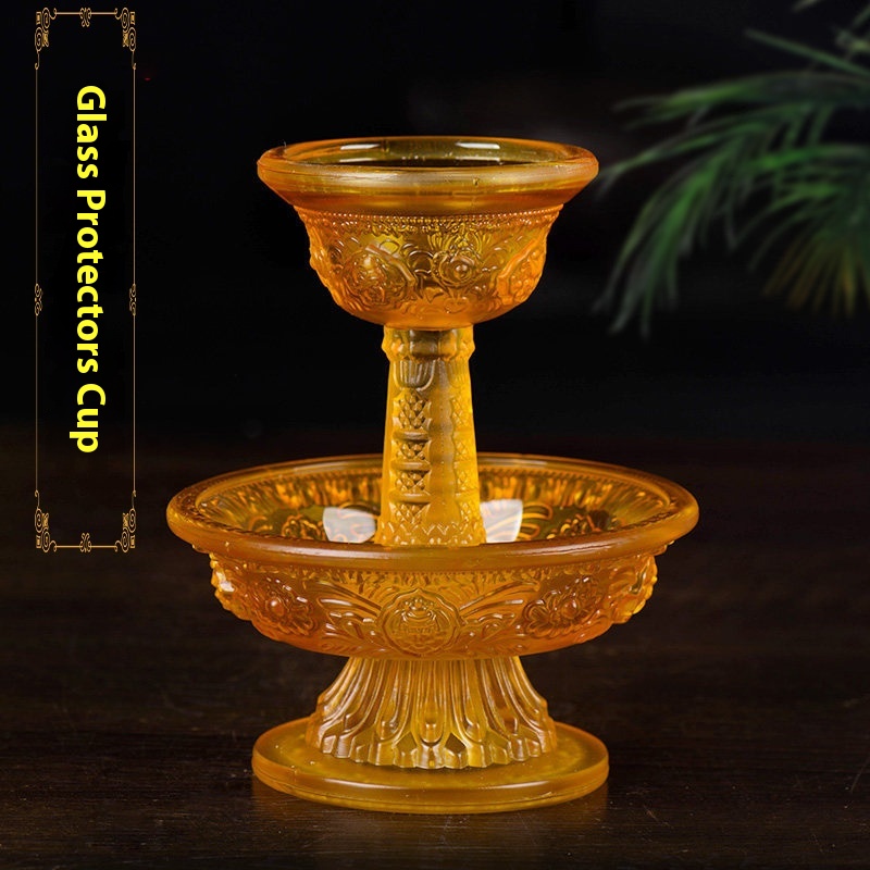 Crystal Glass Eight Auspicious Guardian Cup Offering Cup Tibetan Utensils Buddhist Utensils Home Offering Cup Small