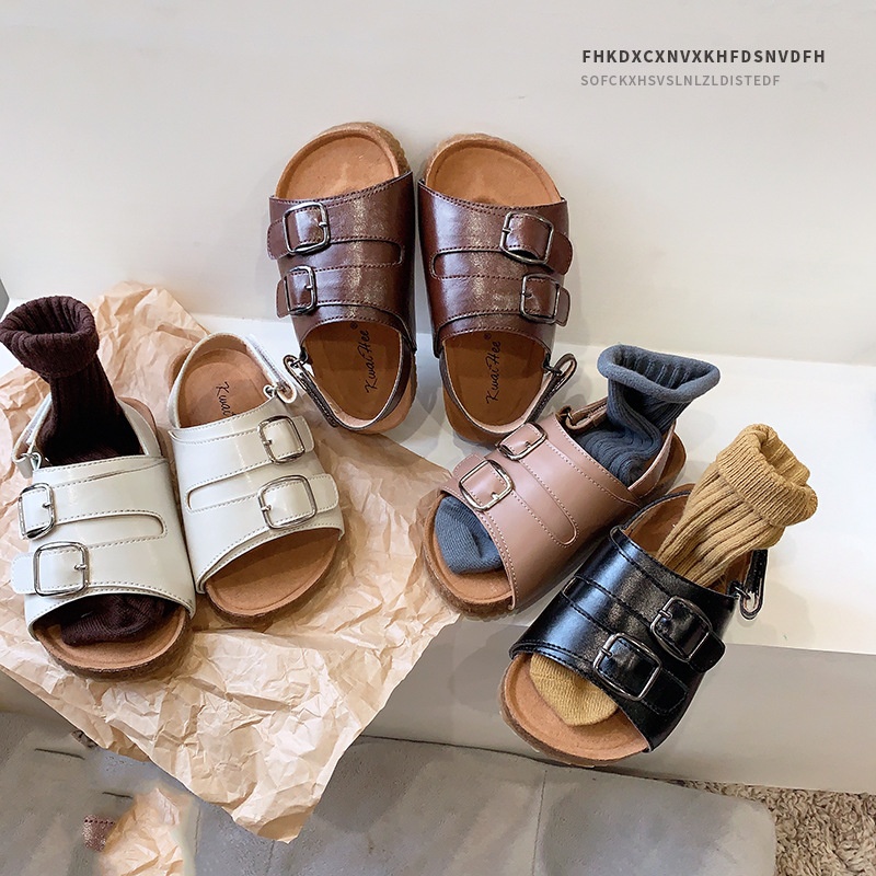 Korean Version Of Cork Children's Shoes Patent Leather Children's Sandals Summer Boys'Roman Shoes Girls'Beach Shoesy