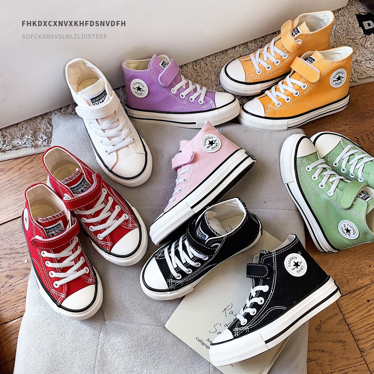 Candy Color Children's Shoes Children's Canvas Shoes Spring And Autumn Boys High Top Shoes Girls Cloth Shoes Baby Shoesy