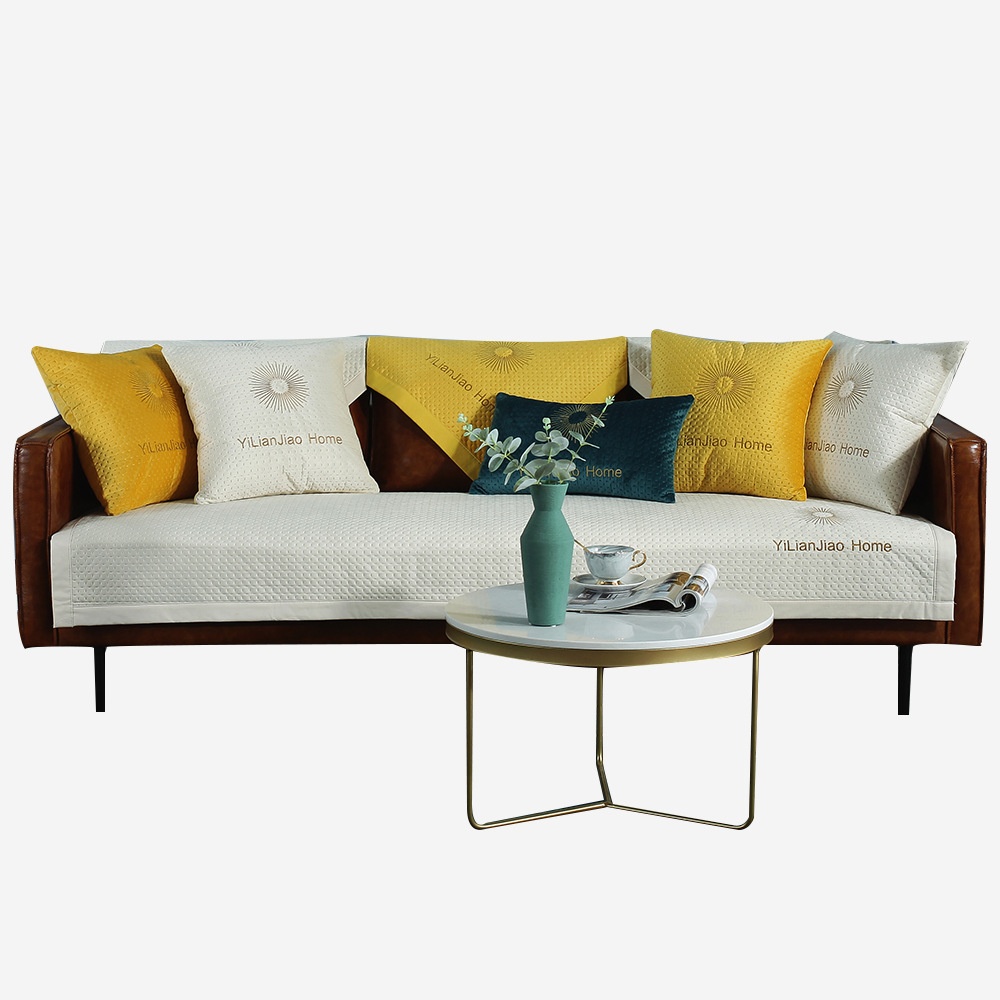High-end Solid Color Thin Plush Sofa Cushion Modern Simple Autumn And Winter Short Plush Non-slip Sofa Towel Cover
