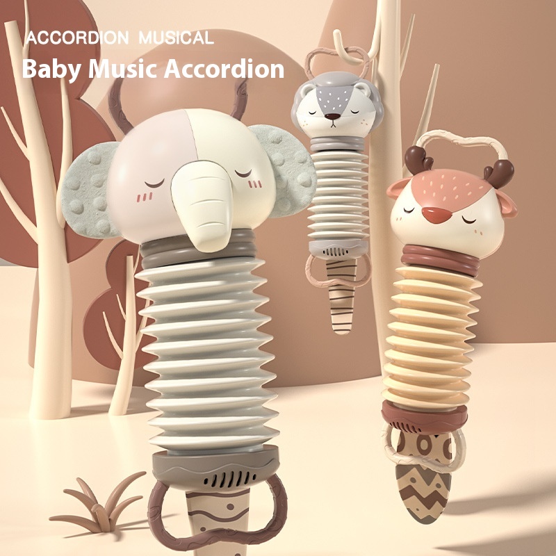 Little Fox Accordion Musicaltrument Baby Coaxing Sleep Soothing Toy Educational Exercise Small Hand Caterpillar Hand Hold