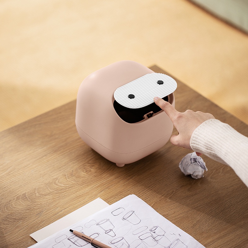 [Hedou Y]Ninja Desktop Trash Can Mini Double-layer Contrast Color Push-type Trash Can For Home Simple Storage