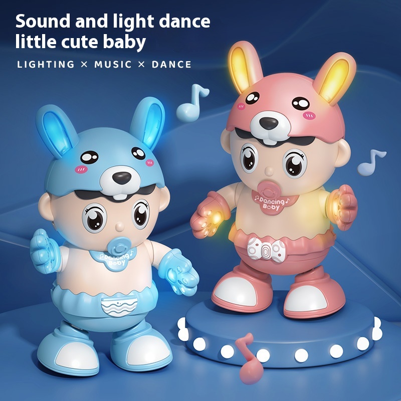 Douyin Hot Electric Dancing Cute Baby Dancing Blinking Eyes Swinging Left And Right Light Music Children's Toys