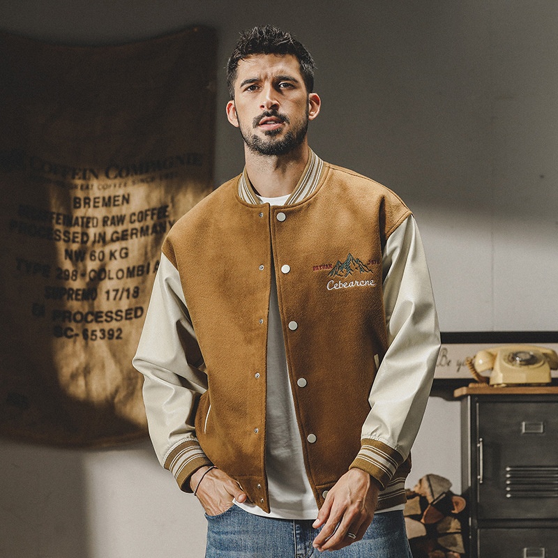 600g Heavy Double-sided Fleece Baseball Jacket Retro Jacket Loosey Brand Coach