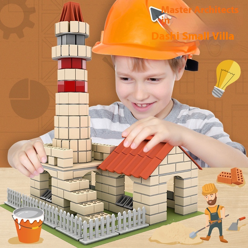 Little Bricklayer Handmade DIYHut Building Villa Simulation Mini Brick Assembly Children's House Building Toys